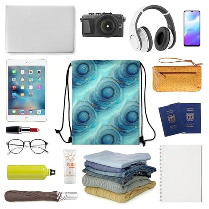 Beam Bag Large Capacity Drawstring Backpack for Volleyball Baseball Sports Workout Gear Travel Men Women, Blue Trippy Marble Bags - color: Picture (518)