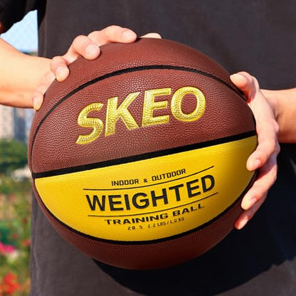 SKEO Weighted Basketball, 2.2/3/3.3LBS 28.5"/29.5" Trainer Heavy Basketballs Made of Composite, Indoor Outdoor Training Ball for Improving Handling Dribbling Rebounding - size: Size 6 Women & Youth -2.2LBS/1KG