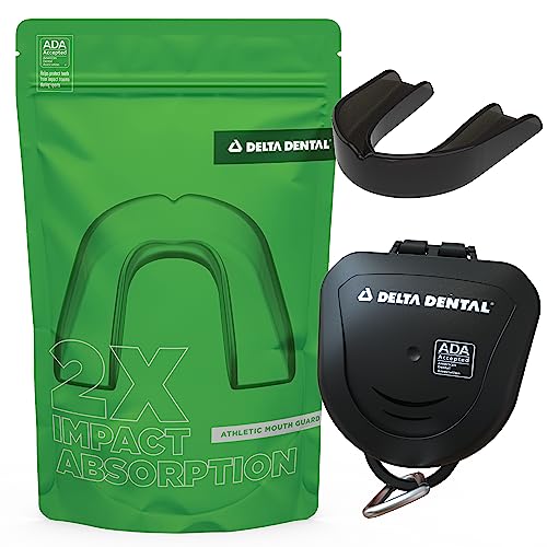 Delta Dental Athletic Sports Mouth Guard - ADA Accepted - 2X The Impact Absorption - Works with Braces 1 Pack No Strap (Youth, Black No Strap) - color: Black, size: Youth