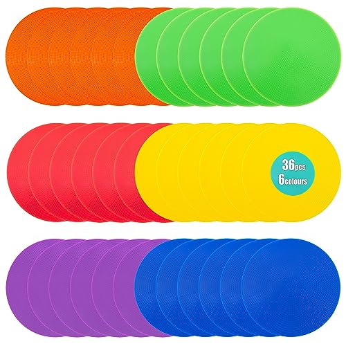 Spot Markers 4.72 Inch 9 Inch Non Slip Rubber Floor Markers Flat Field Cones Poly Dots for Soccer Basketball Sports Speed Agility Training and Drills - style: 9inch 36pcs