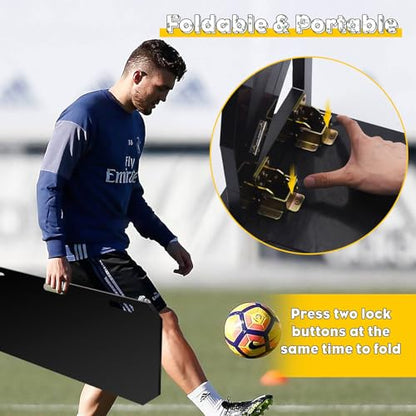 Upgrade 3-Angles Soccer Rebounder Board, Portable Soccer Wall for Adults & Kids, Foldable Soccer Training Equipment for Passing & Shooting Practice - color: Black, style: 32"x12"