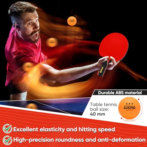 Ping Pong Paddles, Ping Pong Paddles Set of 2, Includes Paddles and Balls, Table Tennis Rackets Set Suitable for Beginners and Professionals