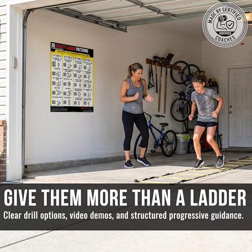 Guided Coaching Agility Ladder Drills Training System - Structured Speed & Footwork Charts with Built-in Progressions - style: Intermediate–Advanced (18x24)