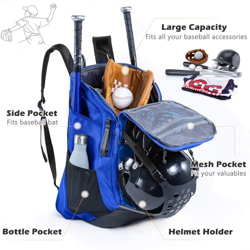 | Baseball Bag Softball Bat Bag, Double-layer Baseball Backpack Adult with Gear Klip To Hold Baseball Glove, Baseball Essential Gear, Youth Baseball Bag for Boys, Girls, Baseball Accessories