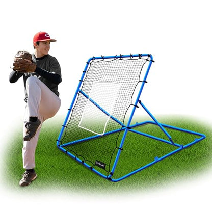 VELOCITY Adjustable Baseball Rebounder Net with 3 Return Angles, 4x4.5 Feet Soft Ball and Baseball Net for Skill Development Multi Sport Pitchback Feilding Trainer for Solo Practice