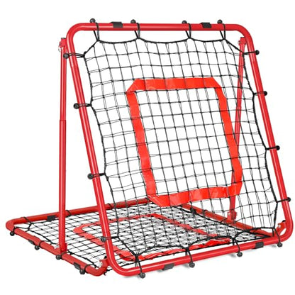 BaseGoal Baseball and Softball Rebounder Net,Baseball Rebounder,Volleyball Rebounder,Pitch Back Net,Multi-Sport Training Rebound Screen,with Pitching Target,Easy Adjustable Angles - size: 33.5x33.5 IN, style: Red