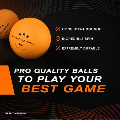 PRO-SPIN Ping Pong Paddles - High-Performance Set with Premium Table Tennis Rackets, 3-Star Ping Pong Balls, Compact Storage Case | Professional Quality Ping Pong Paddle Set | Indoor & Outdoor Games