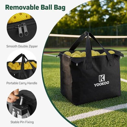 YooKoo Pickleball Basket with Lockable Wheels, Collapsible Pickleball Hopper Holds Up to 100 Balls, Sports Equipment Organizer Suitable for Ball Court, School, Garage