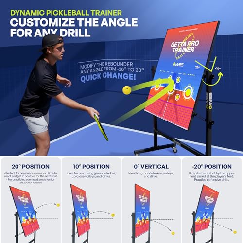 WES Getta Pro Trainer, Double-Sided Pickleball Rebounder with Stand and Adjustable Angle | Dink Pickleball Practice Board | Pickleball Training Aids
