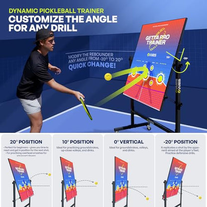 WES Getta Pro Trainer, Double-Sided Pickleball Rebounder with Stand and Adjustable Angle | Dink Pickleball Practice Board | Pickleball Training Aids
