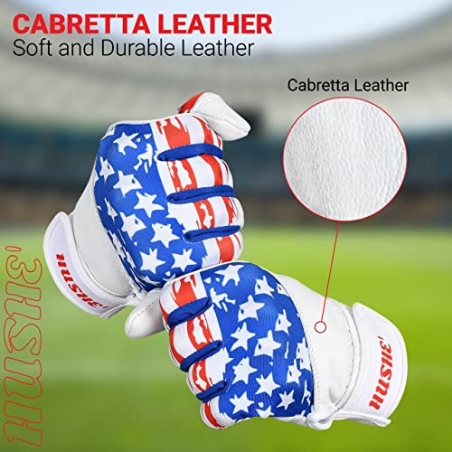 Batting Gloves Softball Batting Gloves USA Flag Baseball Batting Gloves American Flag Baseball Batting Gloves for Youth Adult & Unisex (White) - size: Large, style: Adult