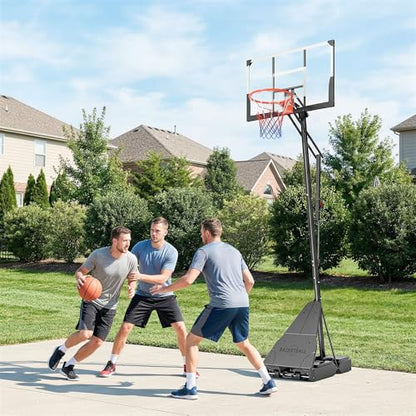 Soozier Basketball Hoop Outdoor Portable, 8-10ft Adjustable Basketball Goal, 47 Inch Shatterproof Backboard w/Shock Absorbent Rim, Fillable Base, for Youth & Adult, for Backyard, Driveway, Indoor