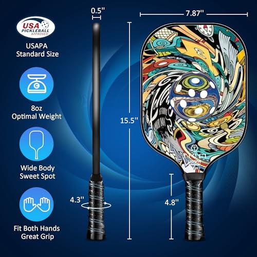 Pickleball Paddles Set of 2, USAPA Approved Fiberglass Pickleball Set with 4 Balls & Carry Bag, Lightweight Rackets for Beginners & Adults - color: Vortex 1