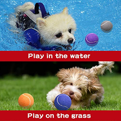 Yunsailing 30 Pcs Dog Tennis Balls 2.4 Inch Dogs Toy Balls Bright Colors Pet Training Toy for Small Medium Large Puppy Indoor Outdoor Interactive Training Exercise Games