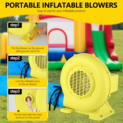 Bounce House Blower, 550W/0.74HP Portable Air Blower for Inflatable, Powerful Inflatable Bubble House Blowers Fan Pump for Inflatable Bouncy Castle, Water Slide, Jumper