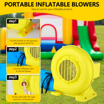 Bounce House Blower, 550W/0.74HP Portable Air Blower for Inflatable, Powerful Inflatable Bubble House Blowers Fan Pump for Inflatable Bouncy Castle, Water Slide, Jumper