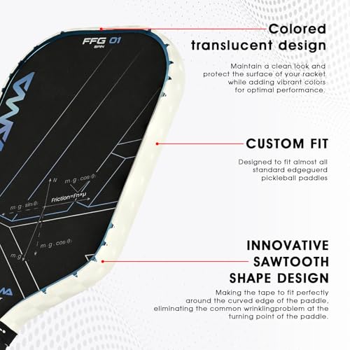 PICKLETECH Pickleball Paddle Protection Tape - Paddle Head Edge Guard - Racket Edge Protection Tape -Fit Perfectly Curved Edge -No Wrinkling - color: White Grid, size: Width 20mm