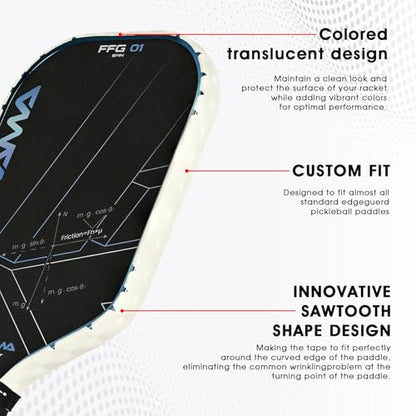 PICKLETECH Pickleball Paddle Protection Tape - Paddle Head Edge Guard - Racket Edge Protection Tape -Fit Perfectly Curved Edge -No Wrinkling - color: White Grid, size: Width 20mm