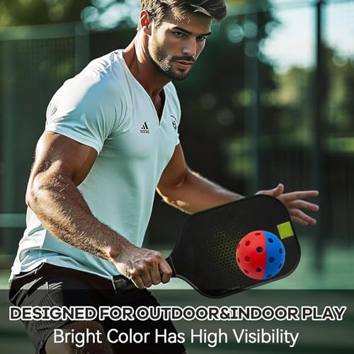 6 Pack Pickle Ball with 40 Holes, Pickleballs High Durability, Outdoor Pickleball Balls with Mesh Bag, Dual Color Pickle Balls with Superb Visibility, Stable Bounce