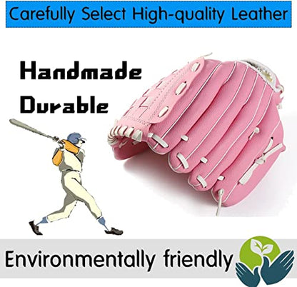 Baseball Glove,Baseball Softball Mitt with Ball for Kids Youth Adults Training and Beginner,Right Hand Throw,Left Hand Glove - color: Pink, size: 12.5"