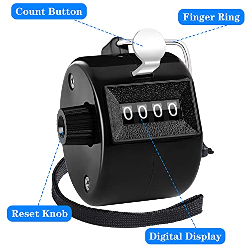 FEBSNOW Handheld Tally Counter Clicker 4 Digital Number Click Counter for School Event Golf Sports Office Stadium