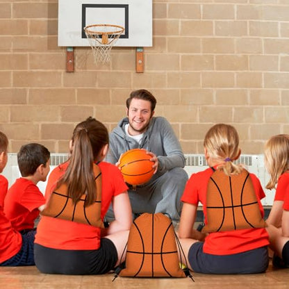 16 Pieces Basketball Gift Bags Basketball Drawstring String Bag Sports Backpack Ball Drawstring Party Favor Bags for Sports Storage Party Decorations - style: Basketball