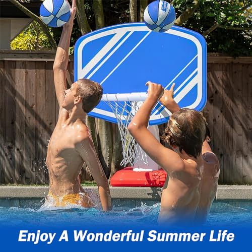 Pool Basketball Rim Replacement for Poolmaster Splashback, Pool Basketball Hoop Rebounder Game Outdoor, PVC Replacement Basketball Backboard White Ring for Poolside