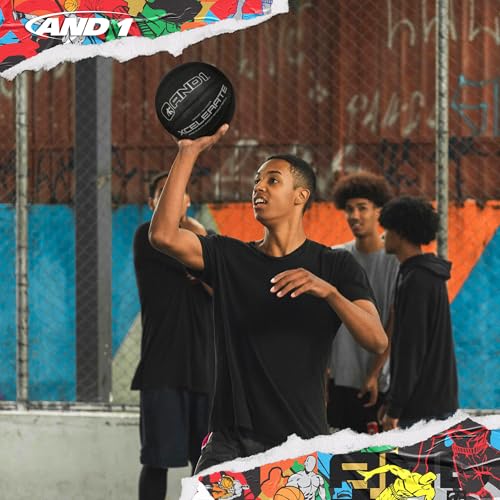 AND1 Xcelerate Rubber Basketball: Official Regulation Streetball, Made for Indoor/Outdoor Games - color: Black Classic, style: Basketball