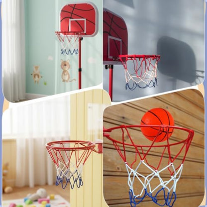 2Pcs Mini Basketball Net Replacement, 8 Loops Basketball Net Small Replacement Net for Indoor Door Room Walls, Vibrant Color