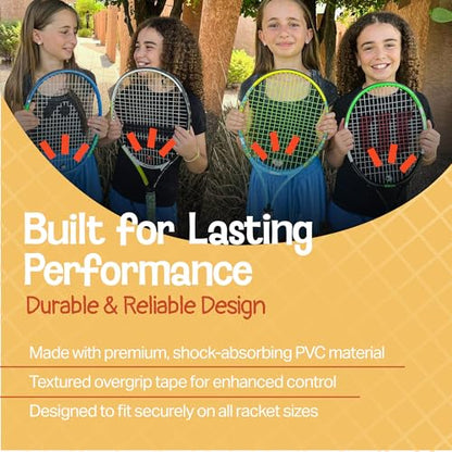 Racket Pets Kids Tennis Racket Dampener & Matching Overgrip Tape, Performance Shock Absorbing Dampener for Tennis Racket & Fun Animal Print Tennis Wrap Grip Tape - style: Lion