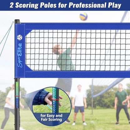 Professional Volleyball Net Set Heavy Duty for Outdoor Backyard Portable with Aluminum Scoring Poles, Nets System, Adjustable Regulation Height