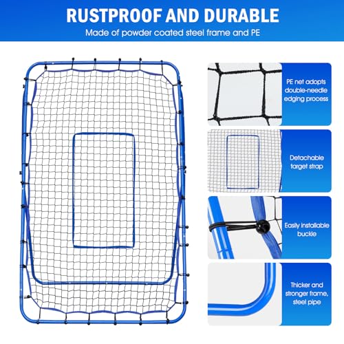 Volleyball Lacrosse Rebound Net Pro, WINTHAI Lacrosse Rebounder for Backyard, 7x4FT/6x4FT/4x4FT Bounce Back Net with Target Strike Zone, Easy Quick Setup, Volleyball Baseball Softball Soccer Training