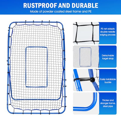 Volleyball Lacrosse Rebound Net Pro, WINTHAI Lacrosse Rebounder for Backyard, 7x4FT/6x4FT/4x4FT Bounce Back Net with Target Strike Zone, Easy Quick Setup, Volleyball Baseball Softball Soccer Training
