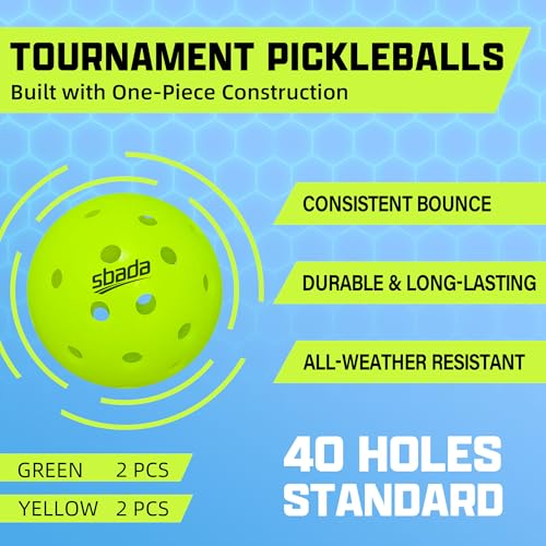 Pickleball Paddles Set of 2 - Graphite Carbon Fiber Pickleball Set with 16mm, Lightweight T700 Pickle Ball Rackets 2 Pack with 4 Outdoor Balls and 1 Bag - color: Blue
