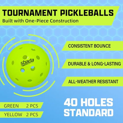 Pickleball Paddles Set of 2 - Graphite Carbon Fiber Pickleball Set with 16mm, Lightweight T700 Pickle Ball Rackets 2 Pack with 4 Outdoor Balls and 1 Bag - color: Blue