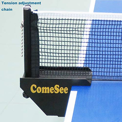 ComeSee Professional Table Tennis Ping Pong Net Post Set Strength Screw Clamp with Net Clip Insert, 1.65 Inch Width Grip Holder, Tension and Height Adjustable Easy Set Up (Black)