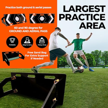 Portable Soccer Rebounder Board - Dual Angle Training Wall for Passing & Shooting - Large Surface Area - size: 40x16 Inch