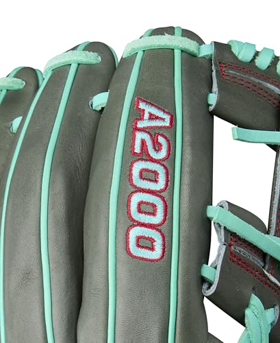 Wilson Summer 2025 A2000® Baseball Gloves - color: Charcoal/Seafoam/Red, size: Infield - 11.75"