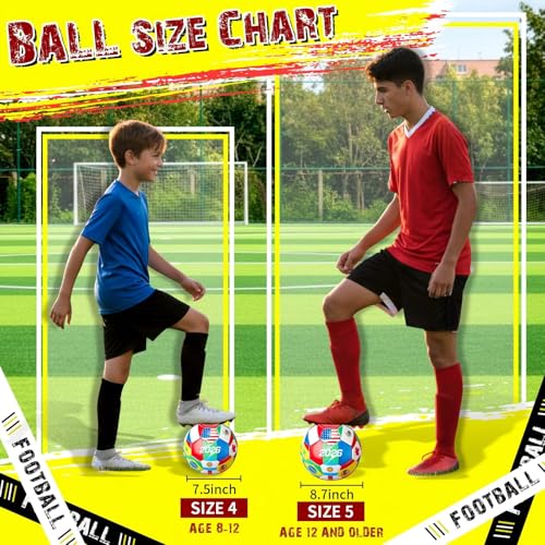 Tellingyou World Flag Soccer Ball Country Flags Training Ball 2026 International Multi Country Design with Pump Needle and Storage Bag for Team Practice Club Games Soccer Fan Gifts - size: size 5