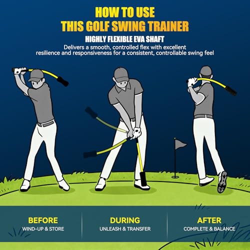 MIKOSI Golf Rope Swing Trainer - Ultra-Light, Safe & Soft EVA Swing Rope Design, Golf Warm Up & Practice Stick, Real Swing Feel & Effective Practice, Natural and Fluid Swing Tempo, Beginner-Friendly