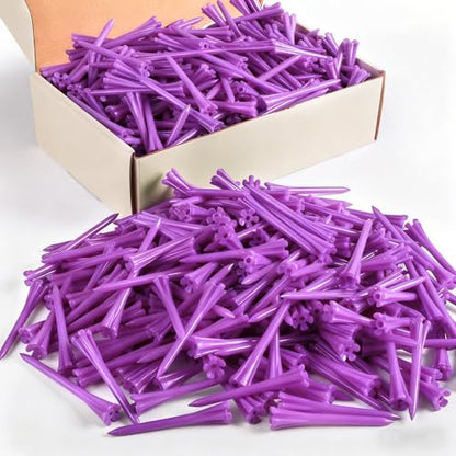 FINGER TEN Golf Tees Plastic Unbreakable Easy to Find Bulk Value 200/500/1000 Count, 2 3/4 3 1/4 Inch Tee Driving Range Reduce Friction, Green Red White USA Flag Practice - color: Purple, size: 500 Count (3 1/4 Inch)