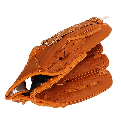 Baseball Pitcher Mitt Optimal Balance PVC Brown Catching Glove for Baseball Training for All Ages - size: 10.5 Inch