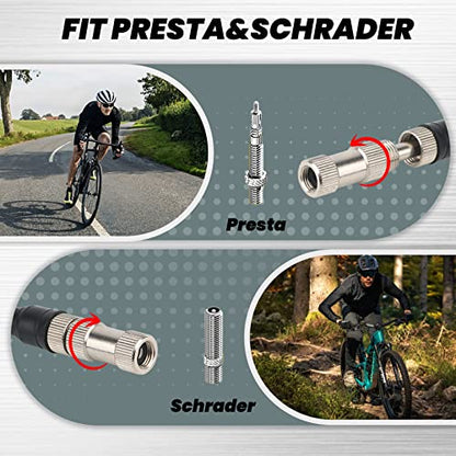 Hycline Shock Pump for Mountain Bike, High Pressure 300 Psi for Front Fork and Rear Bicycle Suspension Air Pump with Gauge Fits Schrader & Presta Tire Valve - color: Black