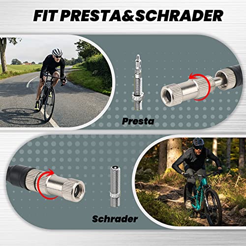 Hycline Shock Pump for Mountain Bike, High Pressure 300 Psi for Front Fork and Rear Bicycle Suspension Air Pump with Gauge Fits Schrader & Presta Tire Valve - color: Titanium