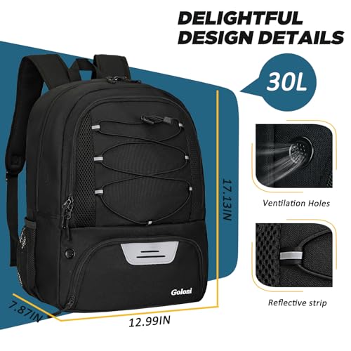 Goloni Soccer Bag, Basketball Bag with Ball Compartment & Shoe Compartment,Large Soccer Backpack for Basketball,Gym，Football - color: black