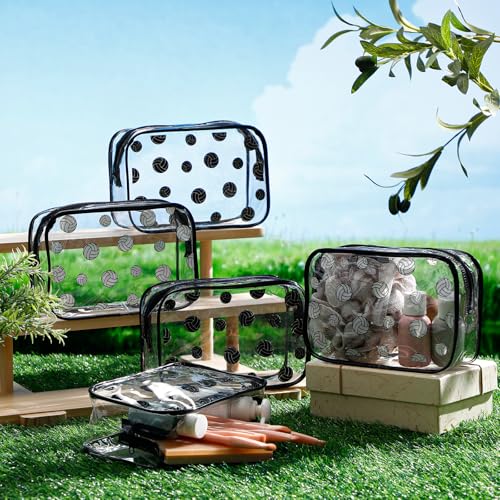 Kacctyen 24 Pcs Volleyball Clear Makeup Bag with Zipper Bulk Sport Goodie Clear PVC Pouch Organizer Waterproof Travel Case for Woman Team Gifts Birthday Decorations Supplies - style: Volleyball