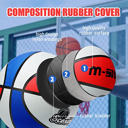 Wettarn 6 Pcs Size 5 Basketballs Bulk Christian Charity Donation Supplies 27.5 Inch Basketball with Pump Xmas Gifts for Games Training - color: Blue, White, Red, style: Stylish