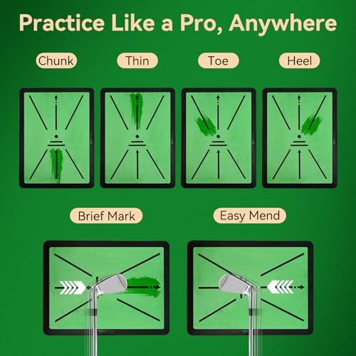 Golf Hitting Mat - 16"x12" Golf Practice Mat Golf Turf Mat, Swing Path Feedback System, Non-Slip Rubber Base, Practice/Training Gifts | Indoor/Outdoor Use Golf Gift for All Skill Levels