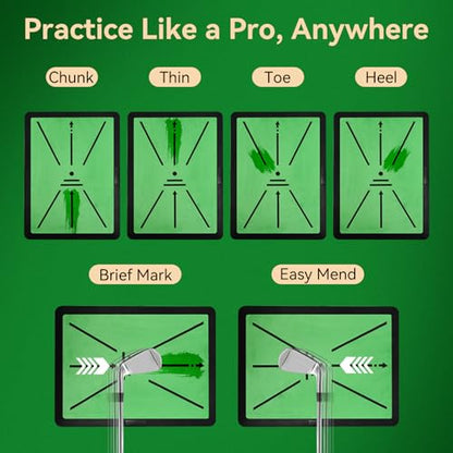 Golf Hitting Mat - 16"x12" Golf Practice Mat Golf Turf Mat, Swing Path Feedback System, Non-Slip Rubber Base, Practice/Training Gifts | Indoor/Outdoor Use Golf Gift for All Skill Levels