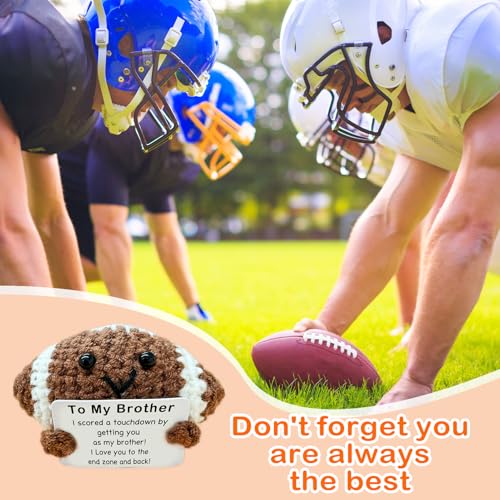 Mini Handmade Crochet Football Birthday Gift for Brother, Emotional Support Football Inspirational Gift for Brother - color: Football4